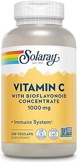 SOLARAY Vitamin C 1000mg with Bioflavonoids Concentrate - Vitamin C Capsules with Rose HIPS and Acerola Cherry - Antioxidant, Heart Health and Immune Support Supplement, Vegan, Non-GMO, 250 Servings