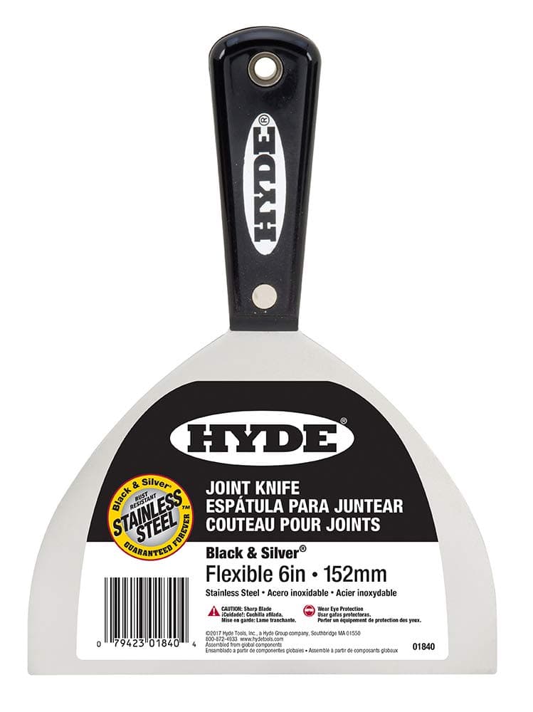 Hyde 01840 6" Flexible Black and Silver Stainless Steel Joint Knife