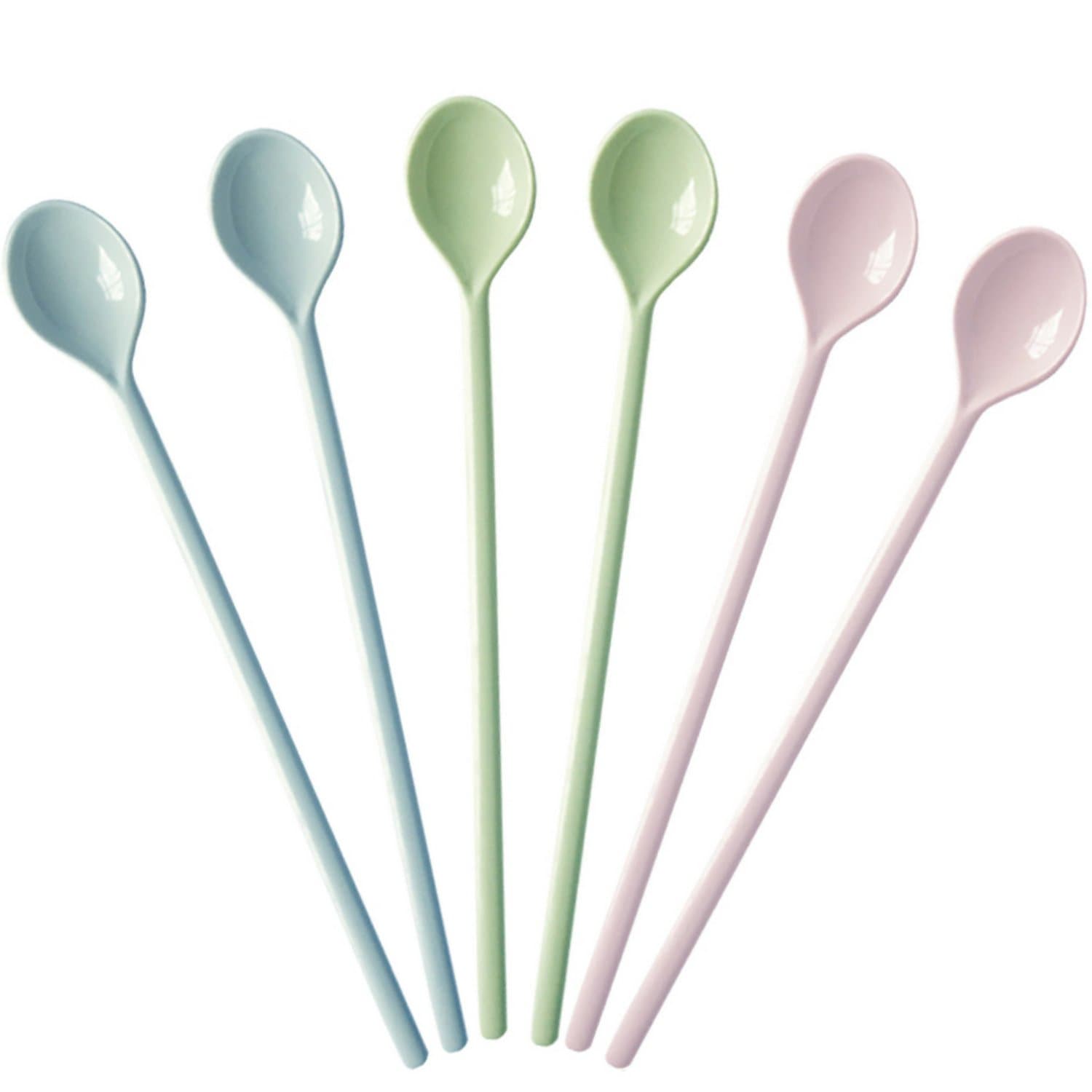 7.2 Inch Long Handle Spoons: Tall Iced Tea, Ice cream Sundae or coffee stirring, Set of 6 Spoon