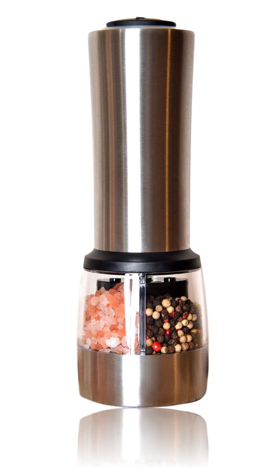 2-in-1 Electronic Salt and Pepper Mill 8 '' X 2.75 '' Large Battery Electric Kitchen Grinder for Spice Herb Shaker Set Stainless Steel