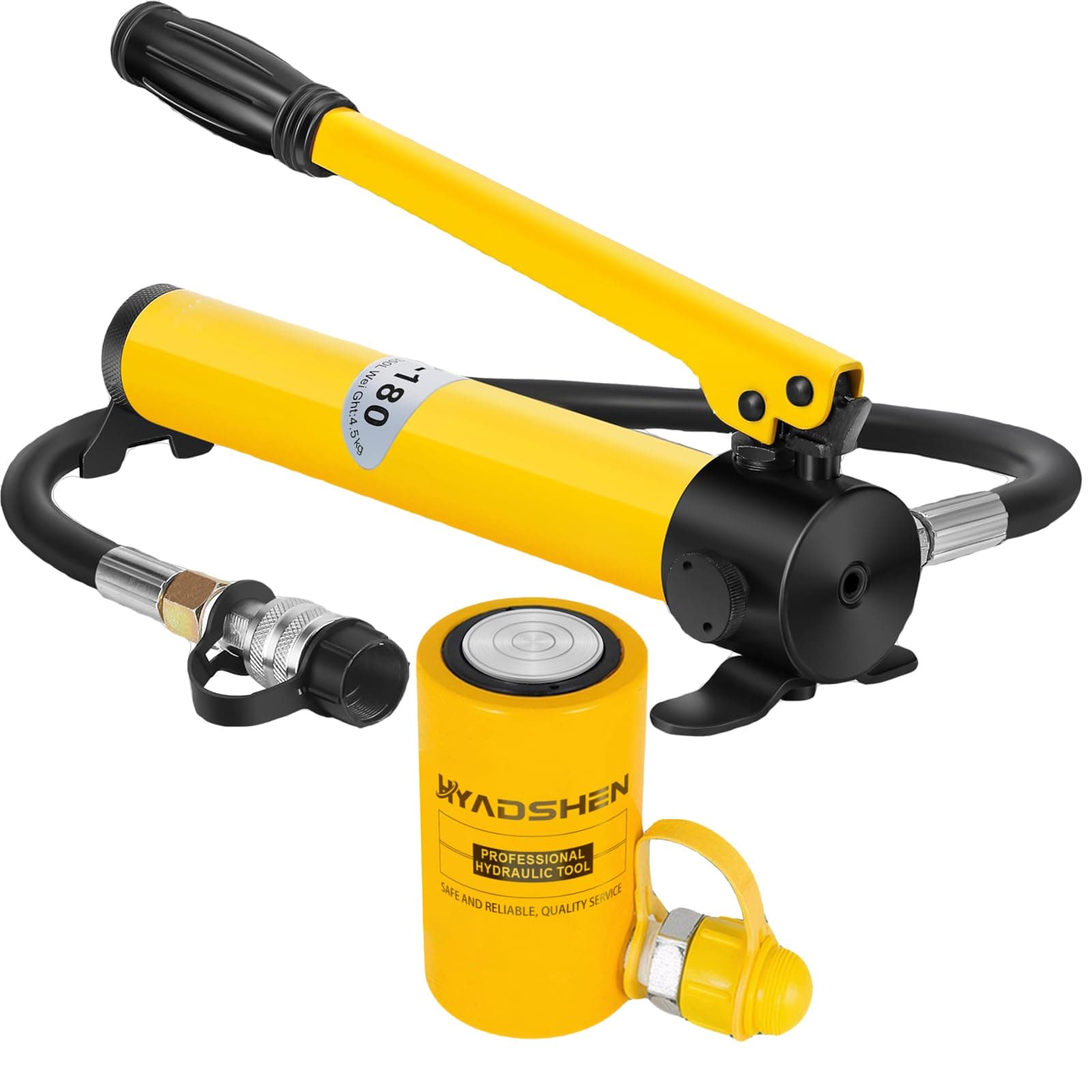 10 ton Hydraulic Cylinder Jack Sets Porta Power Ram Jack Kit with CP-180 Hydraulic Hand Pump, 2” Stroke Hydraulic Cylinder Jack Single Acting Lifting Cylinder Retract Automatically