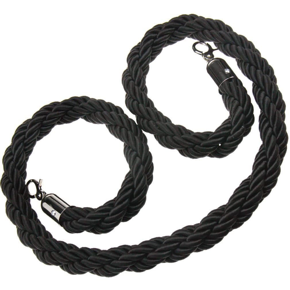 Black Twisted Barrier 1.5M Rope Queue Divider Crowd Control Stanchion
