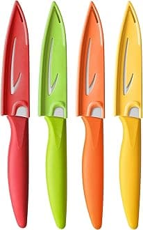 Paring knife, Vituer 8PCS Paring knives (4 Knives and 4 Knife cover), 4 Inch Peeling Knife, Fruit and Vegetable Knife, Ultra Sharp Kitchen Knives, German Steel, PP Plastic Handle