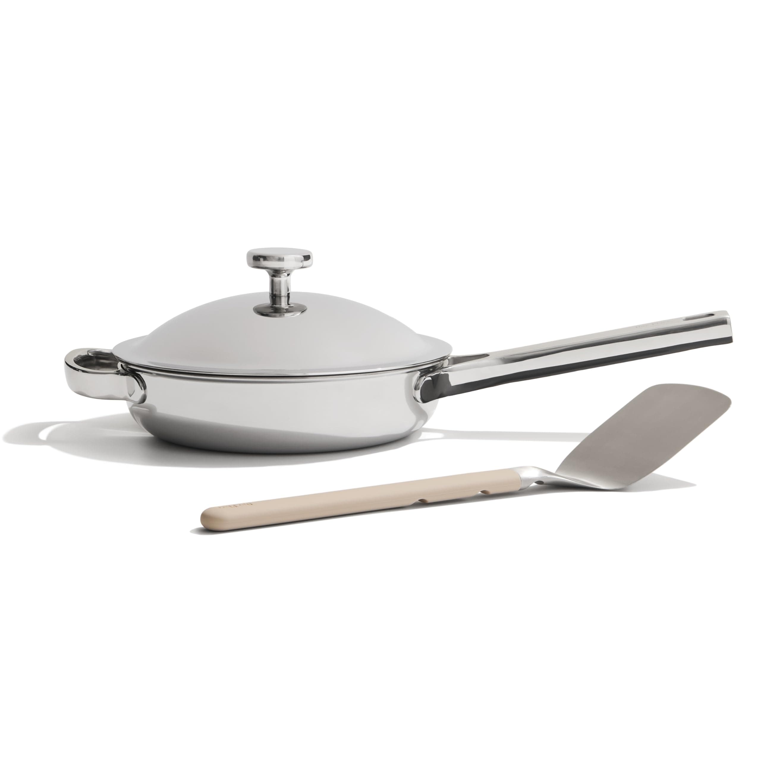 Titanium Mini Always Pan Pro - 22cm (1.4L) No-Coating Nonstick Skillet | Tri-Ply Titanium & Stainless Steel | Safe for Oven, Induction & All Cooktops up to 535°C | Includes Spatula | Chrome
