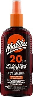 Malibu Sun SPF 20 Non-Greasy Dry Oil Spray for Tanning, Tan Enhancing & Moisturising Body Oil Mist, Water Resistant, 200ml