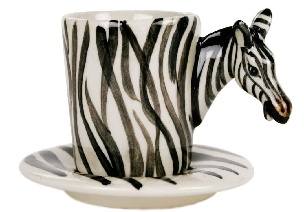 Zebra 2oz White Stripe Handmade Ceramic Espresso Cup (8cm x 5cm)