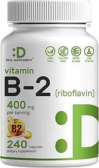 DEAL SUPPLEMENT Vitamin B2 Riboflavin 400 mg, 240 Capsules | Essential B Vitamins | Promotes Healthy Cells & Energy Production – Non-GMO, Third Party Tested