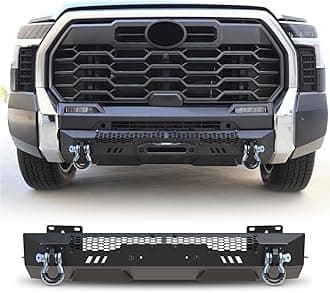 Mid-Width Front Bumper for 2022-2024 Tundra, Center Mount Factory Style Bumper w/LED Light Bar Mounting Bracket, D-Ring Shackles, Winch Cable Guide Mounting Hole, DIY Paintable Frame