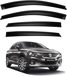 Premium Smoke Car Door Visor Front+Rear Sun/Rain Guard Outside Mount Tape-On Window Visors Compatible with Suzuki Baleno (2025)