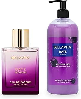 Bella Vita Luxury Date Woman EDP Premium Long Lasting Fragrance Perfume 100ml & Shower Gel for Deep Cleansing, Hydrating, Softer Skin with Aloe Vera 500ml