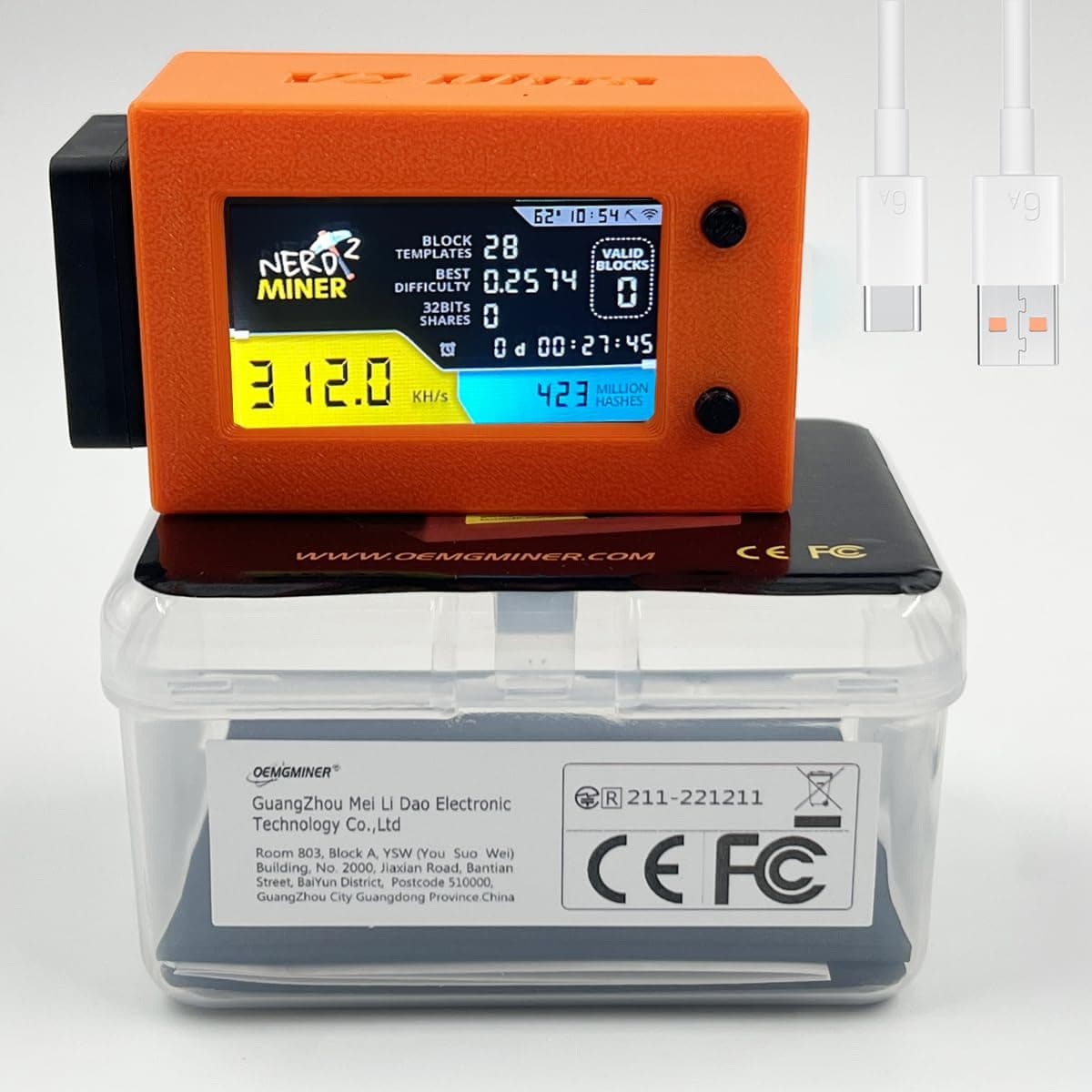 NerdMiner V2 Ultra 78KH/S T Display S3 Bitcoin Miner with Low Power Consumption Crypto Nerdminer with Fan Lucky Miner Win 6.25 BTC (Orange)