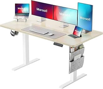 Marsail Standing Desk Adjustable Height, 55x24 Inch Electric Standing Desk with Storage Bag, Stand up Desk for Home Office Computer Desk Memory Preset with Headphone Hook