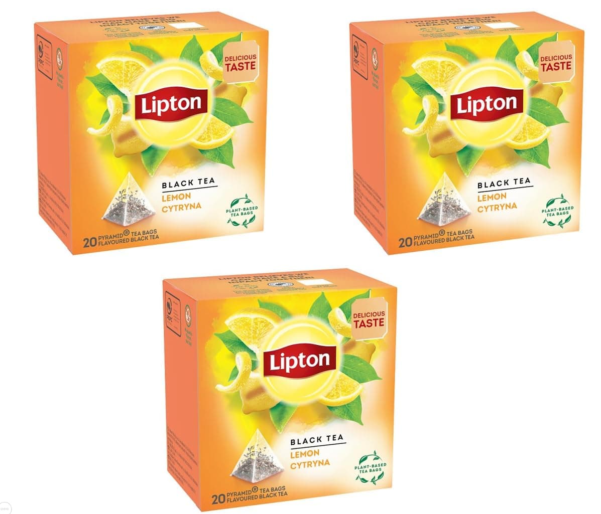 Black Tea - Lemon - 20 Premium Pyramid Tea Bags |Pack of 3
