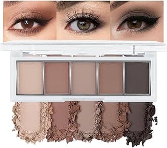 5 Colors Matte Eyeshadow Makeup Palette,Nude Dark Brown Taupe Black Natural Neutral Eye Shadow Palette,Long Lasting Waterproof Naturing-Looking Women Girls Eye Shadow