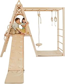 Woodandhearts Circle Teepee Montessori Climber with Playmats, Made in Ukraine, Indoor Playground, Climbing Toys Woodandhearts Circle Teepee Montessori Climber with Playmats, Made in Ukraine, Indoor Playground, Climbing Toys for Toddlers, Indoor Jungle Gym for Kids, Toddler Jungle Gym Indoor, Kids Indoor Playground, Toddler Slide, Montessori Play Gym, Toddler Climbing Toys Indoor