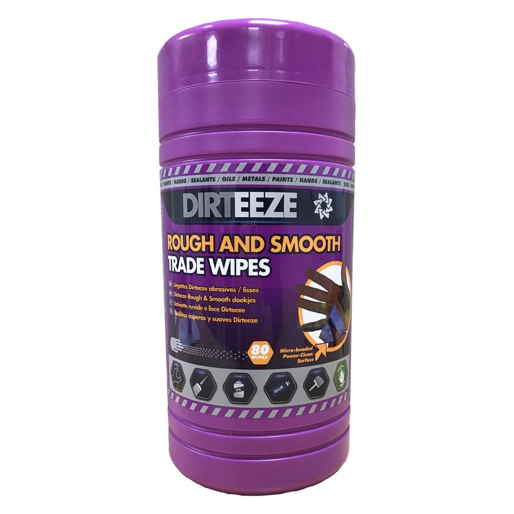 Multi Purpose Industrial Cleaning Wipes, Heavy Duty ROUGH & SMOOTH by DIRTEEZE - Dual-Sided Builder & Trade Wipes - 80 wipes tub (2)