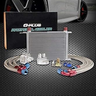 25 Row AN10-10AN Universal Aluminum Engine Transmis​sion Oil Cooler Kit + Oil Filter Relocation Kit Silver