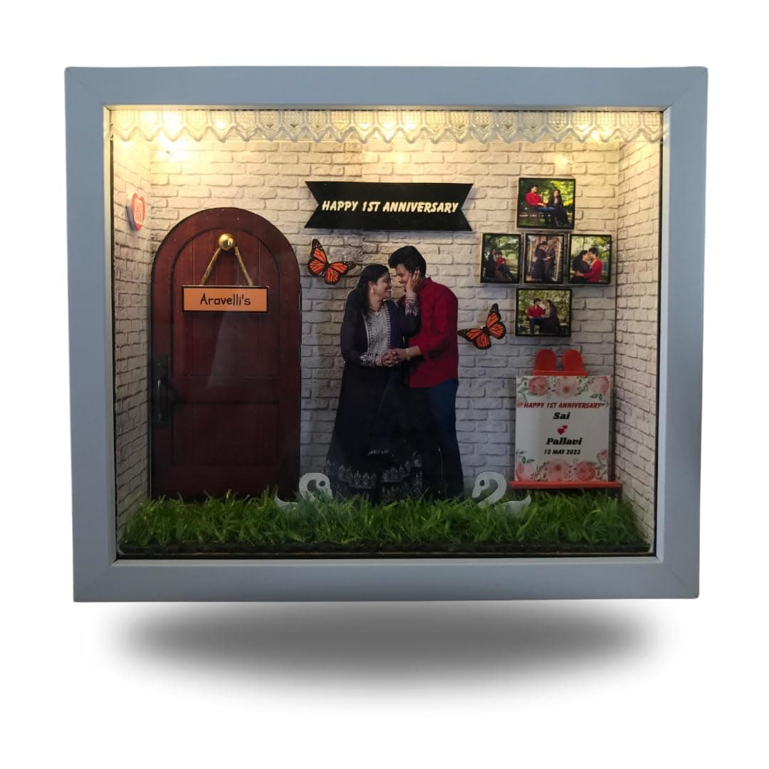 craftosuit Unique Personalized Gift Miniature Frame 3d Customised Photo Trending for Birthday Anniversary couple gifts Mom Dad Baby wood rectangular shape Table mount multicolor (88497 18597)