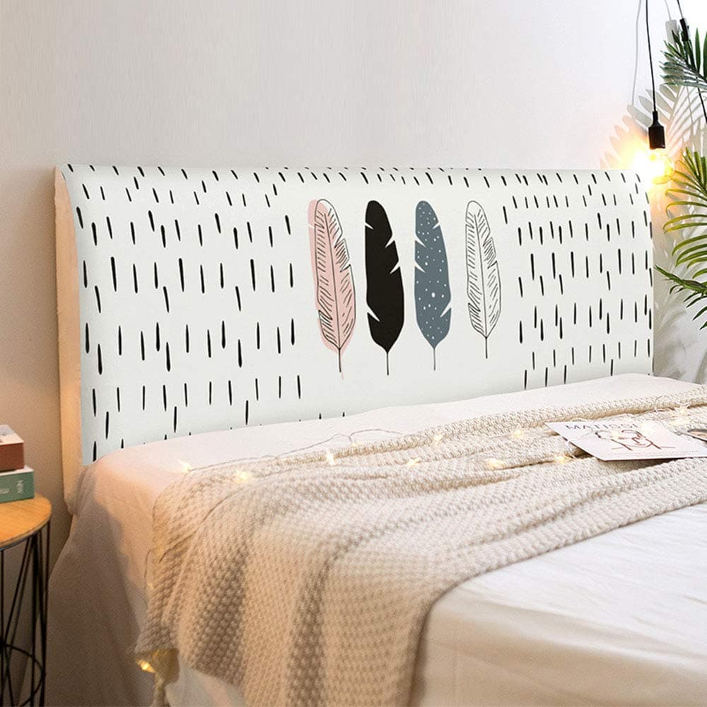 FANSU Headboard Cover for Single Double King Size Bed, Printed Dustproof Headboard Wrap, Stretch All-Inclusive Bed Head Protector Cover Modern Bedroom Decoration (Elegant,220cm)