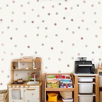 QUCHENG Boho Wall Decal Star Stickers Kids Toddler Bedroom Removable Stickers Decor Nursery Livingroom Vinyl Waterproof Wall Decoration 6 Sheets