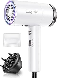 Hair Dryer with Diffuser 1875W Ionic Blow Dryer for Fast Drying with Concentrator Lightweight White.