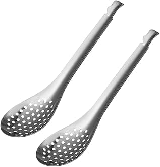 2pcs Small Slotted Spoons: Stainless Steel Spherification Spoon for Cooking - Caviar Gadgets for Caviar, Soup, Sauces, Kitchen Cooking Gadgets