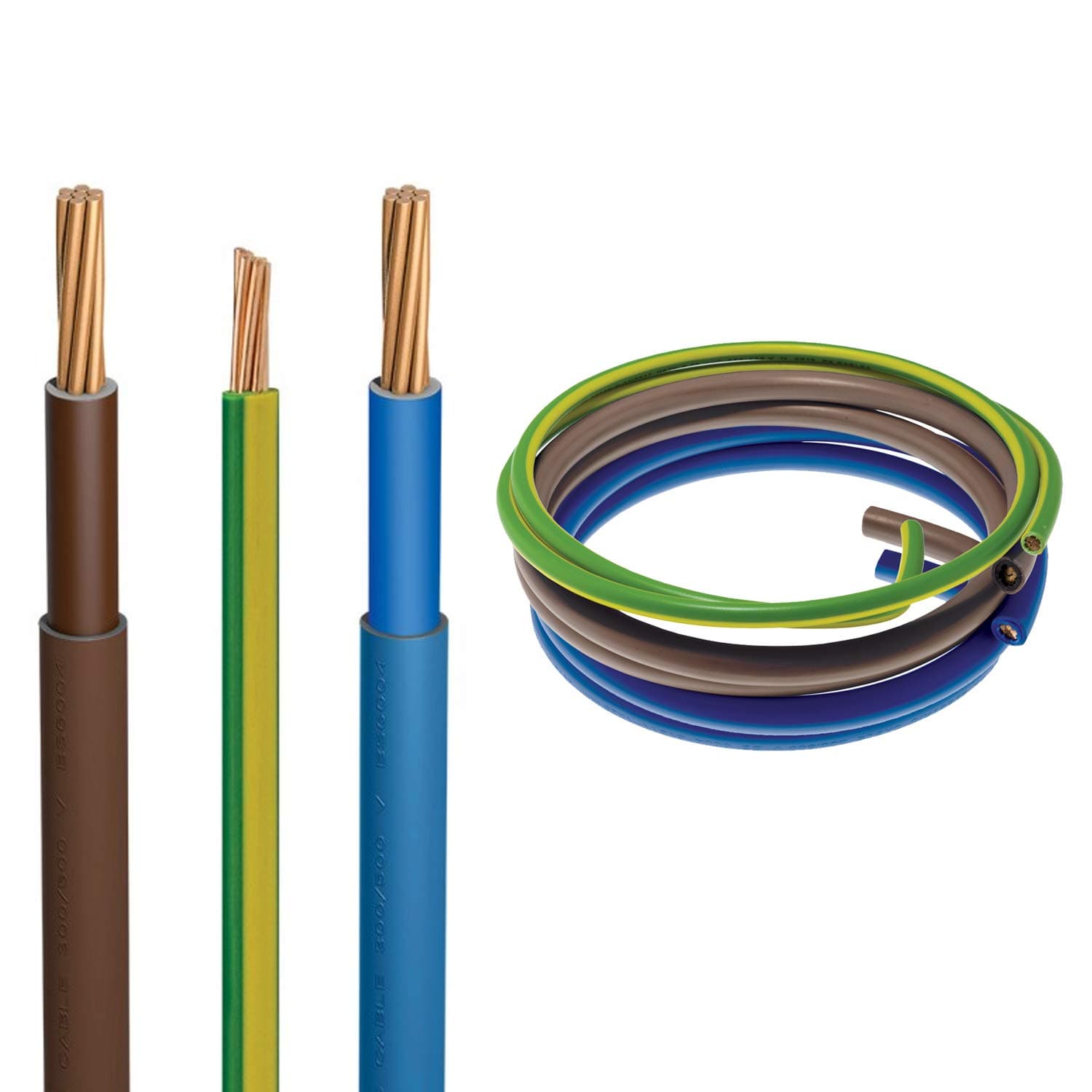 3m Set of 19 Strand Flexi-Tail Pack Brown and Blue Double 25mm 6181Y Insulated Meter Tails & Earth 16mm 6491X