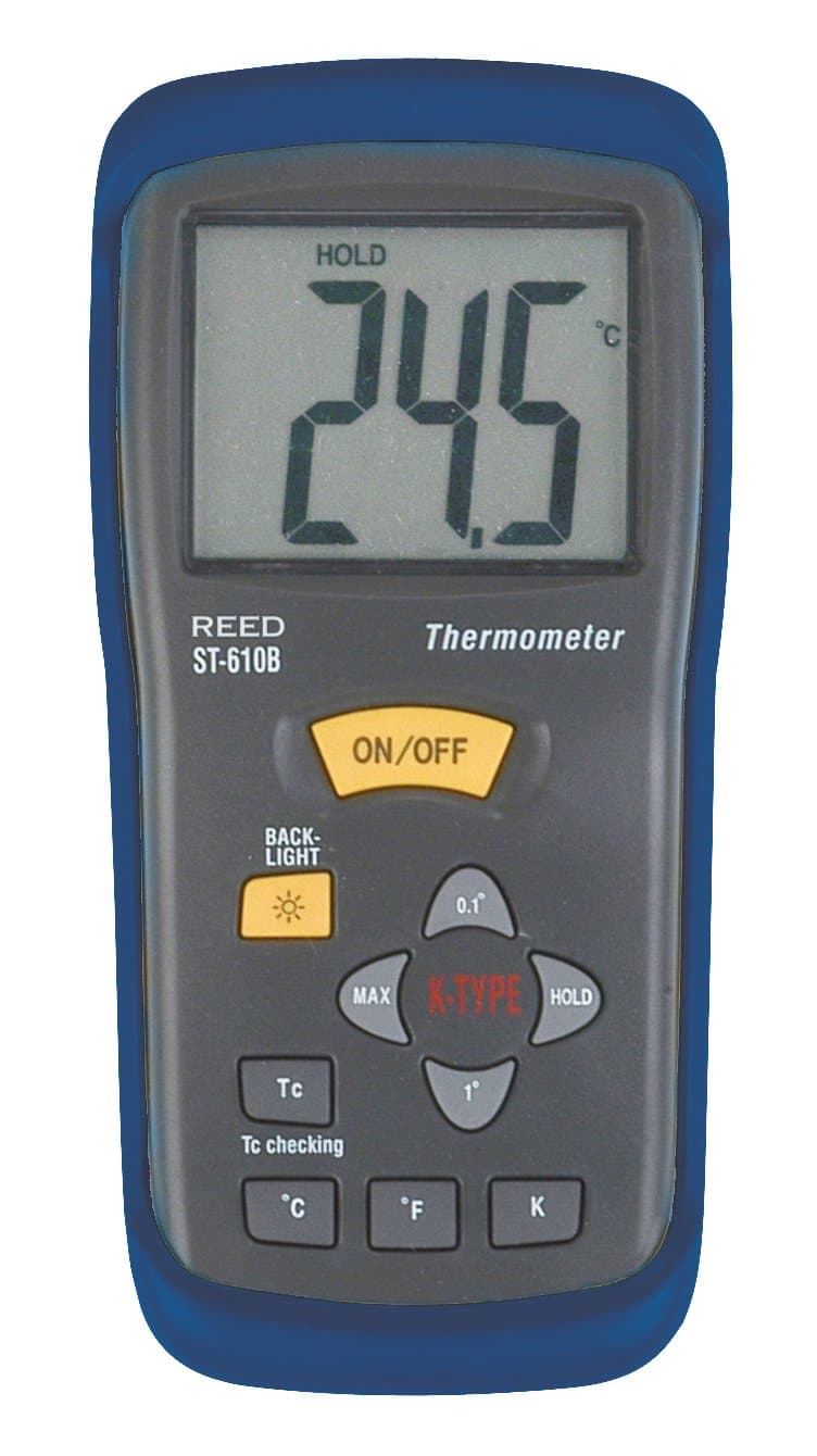 REED Instruments ST-610B Type K Thermocouple Thermometer, -58 to 2000°F (-50 to 1300°C) and 223 to 2000 Kelvin, with NIST Calibration Certificate