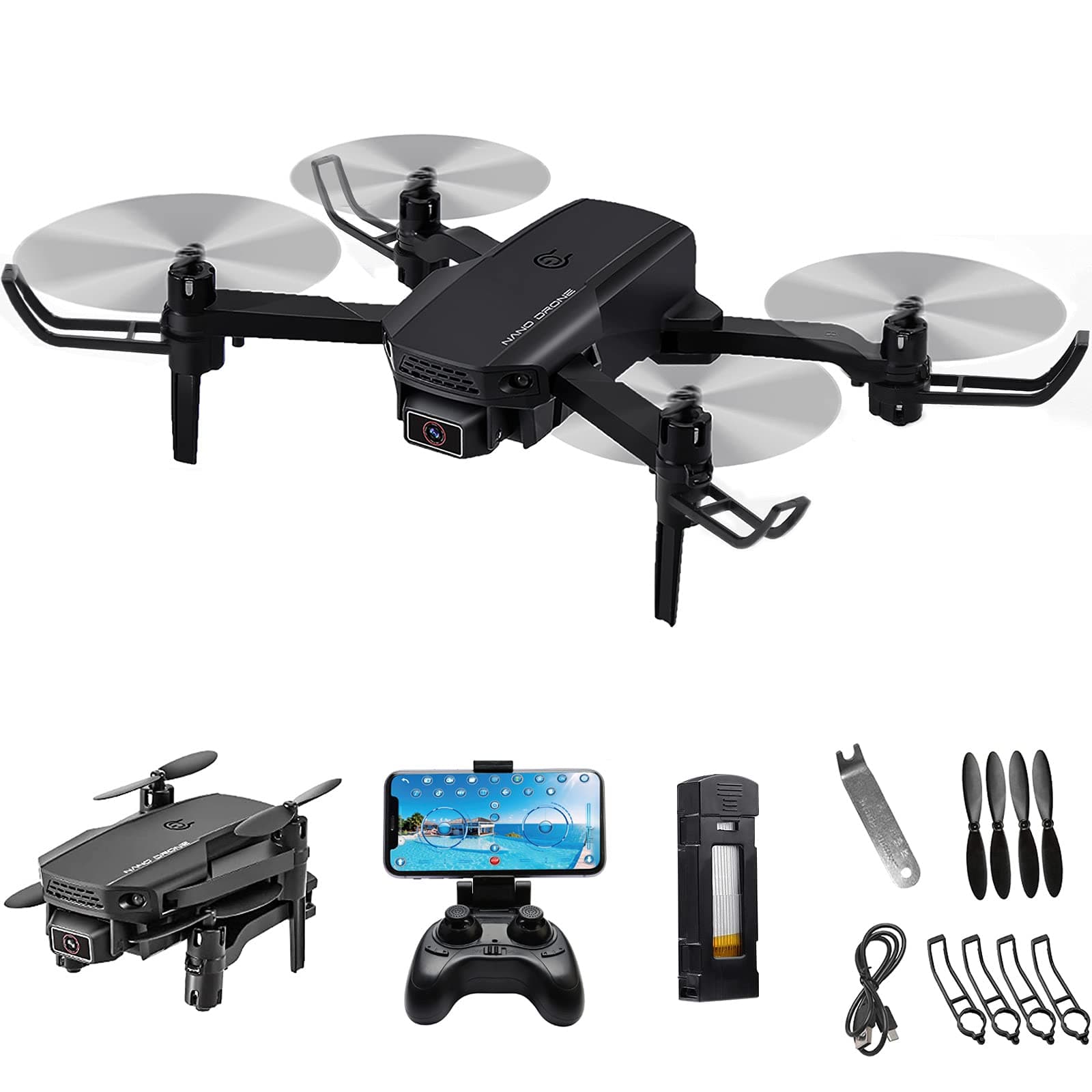 AccLoo Drone with Camera 4K Video Recording, WiFi FPV RC Quadcopter with Trajectory Flight,3D Flips,Altitude Hold,Headless Mode,G-Sensor,One Key Return,Speed Control