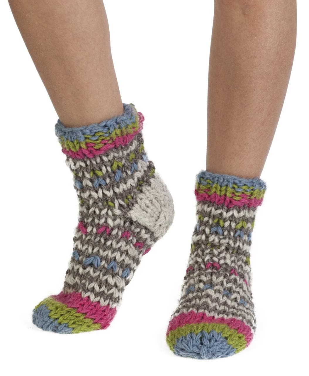 Arica warm handmade wool bed/sofa socks in grey | Pachamama Fairtrade