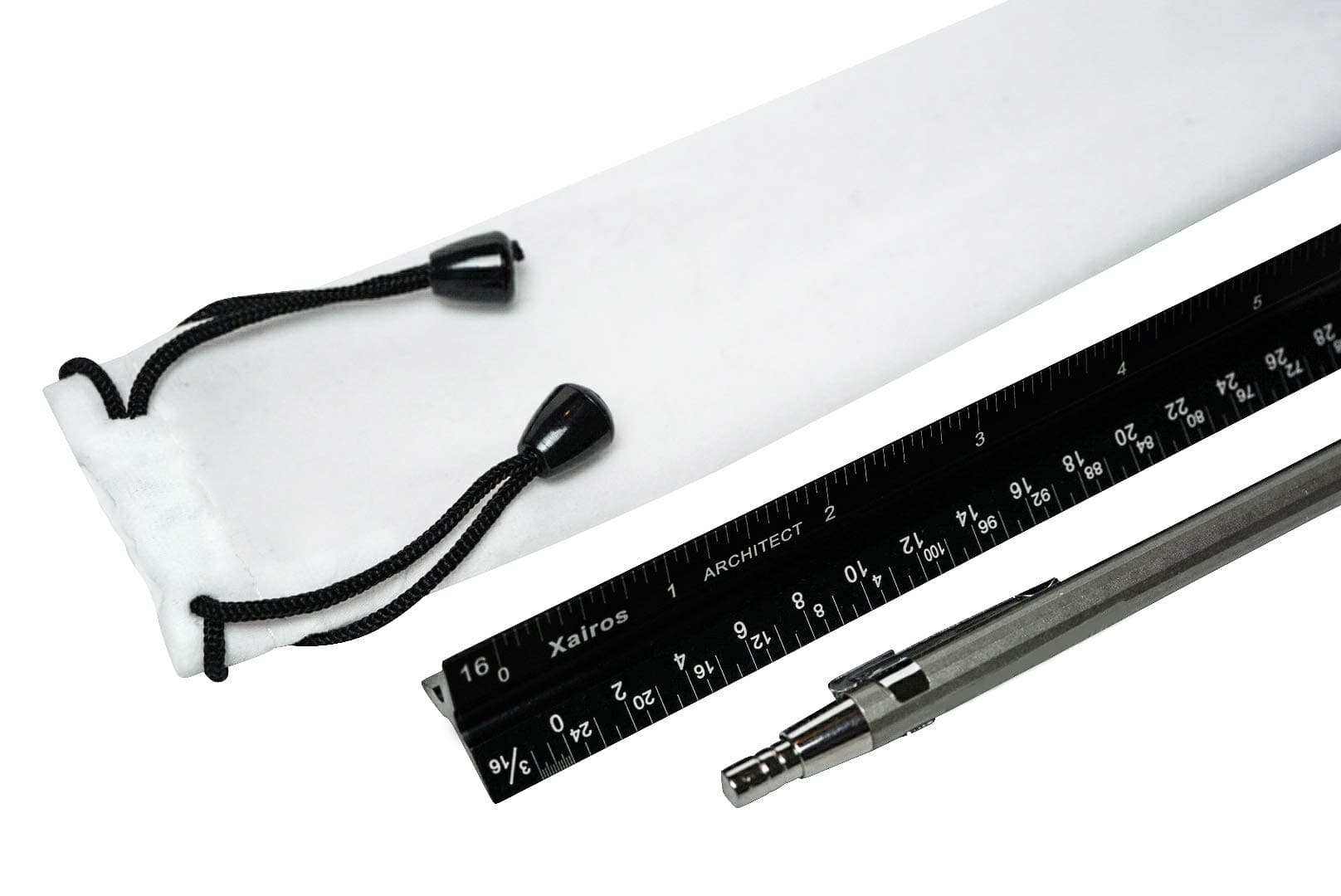 Xairos Architectural Scale Ruler Set (Imperial) | 12" Aluminum Architect Scale, Triangular Ruler, Drafting Ruler, Architect Ruler, Metal Scale Ruler | Includes Carry Bag | Includes Mechanical Pencil