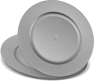 ELEGANT DISPOSABLES 13'' Party Chargers Large Plates & Platters Great for Elegant Party's Weddings Tableware Great for Serving dish Silver Pack of 6