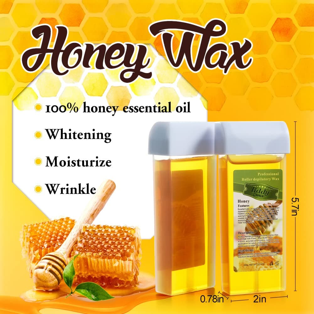 liddy Dance Honey Roll on Wax Depilatory Wax Roller Refill Roller Waxing Kit Hair Removal Wax Soft Wax Roller Wax Cartridge Refill for Body Waxing Leg and Arms 3.52 Ounce (4 Pack)