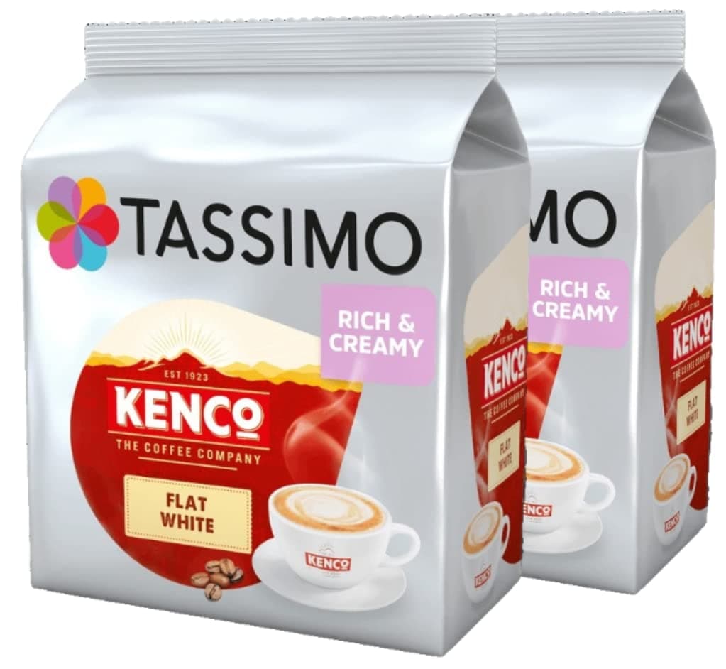 Tassimo Kenco Flat White Coffee Pods (Pack of 2, Total 16 Servings)