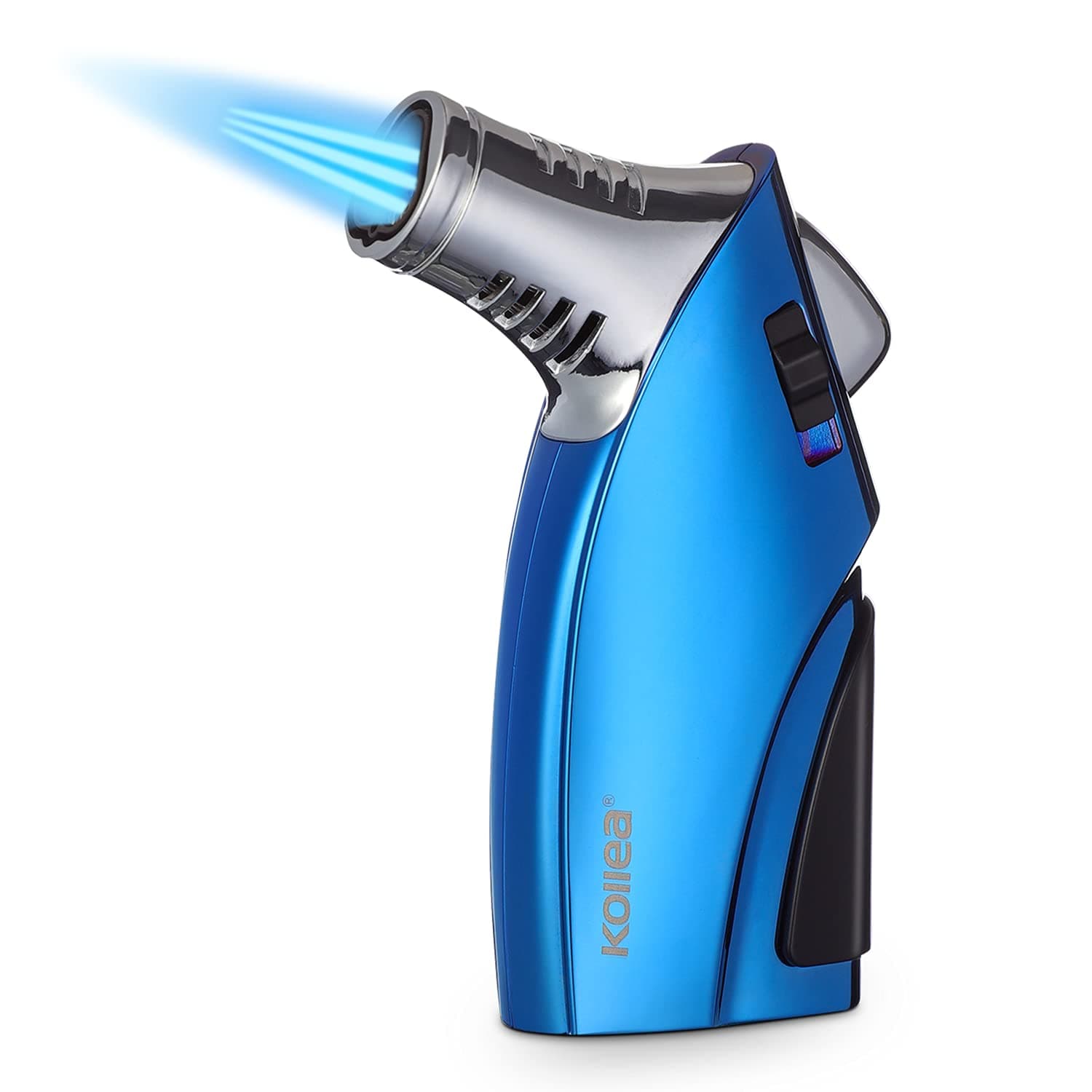 KolleaWindproof Lighter, Triple Jet Lighter with Punch and Safety Lock, Refillable Butane Jet Torch Lighter, Lighters Gift for Men -Blue