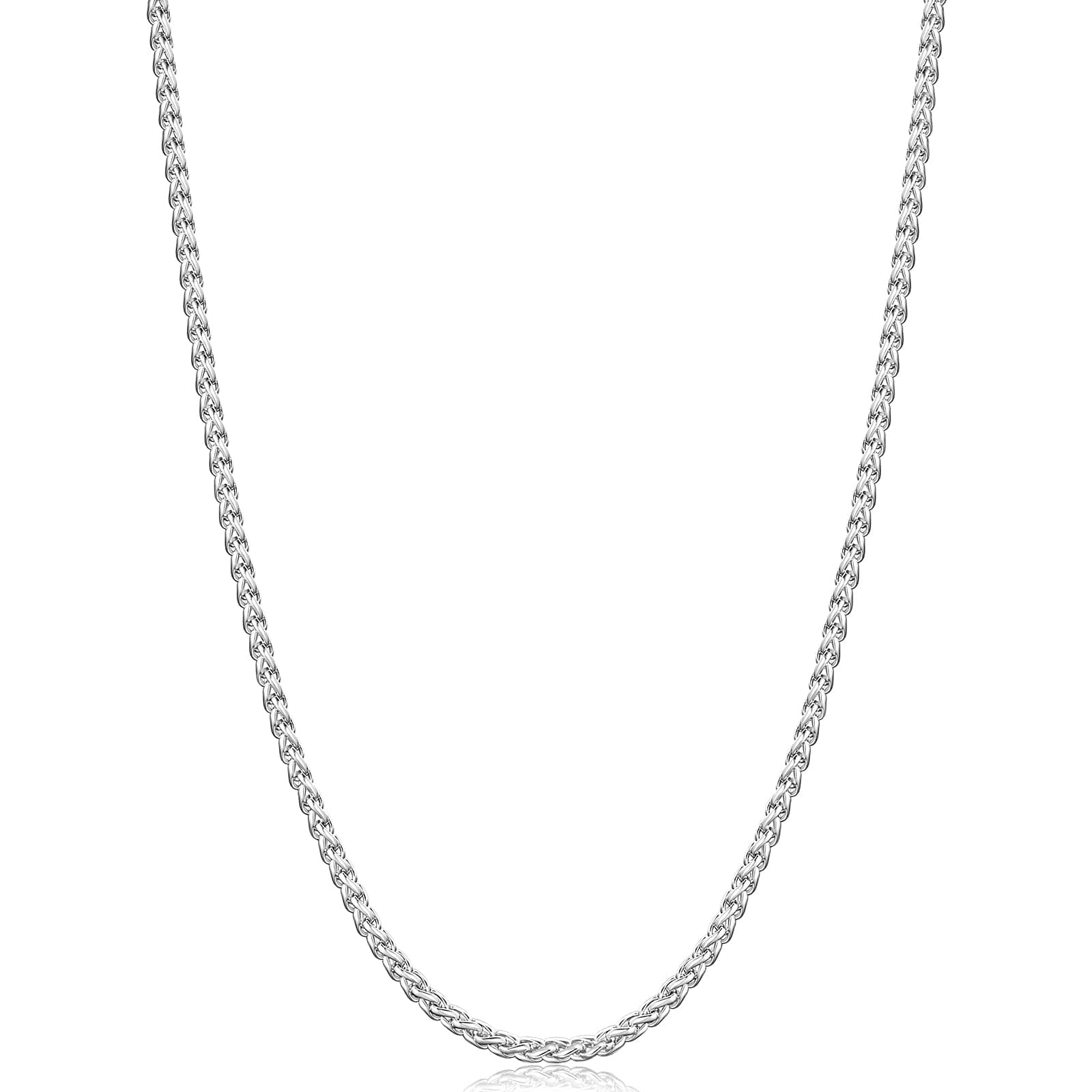 Wheat Chains for Men and Women, 2/2.5/3/4/5mm Silver Tone/14K Gold Plated/Black Necklace Chain, Stainless Steel Mens Necklace 16-28 Inch