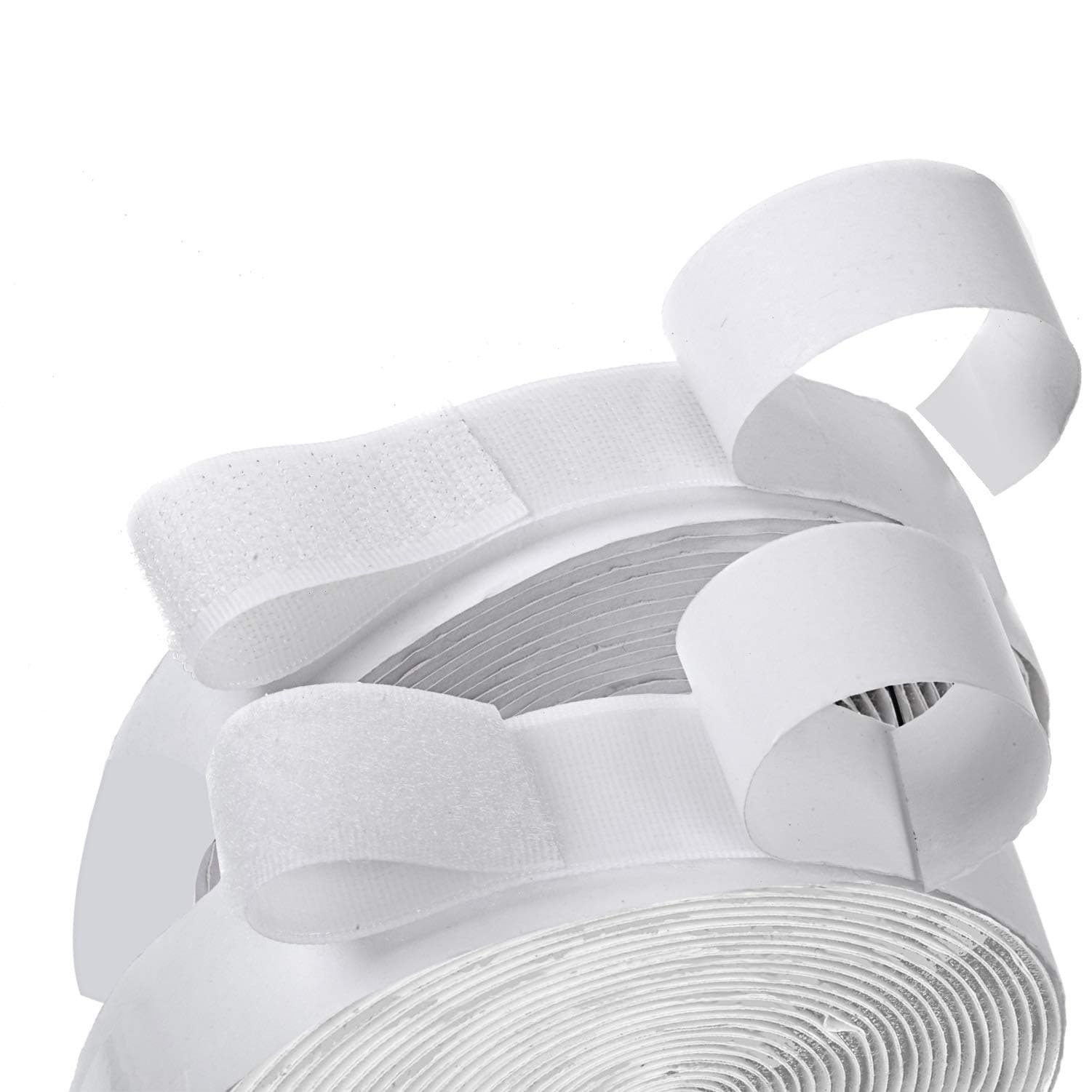 Best Quality Supplier 16 Feet Length 0.75 Inch Width Hook and Loop with Strong Self Adhesive Tape Strip Fastener (White)