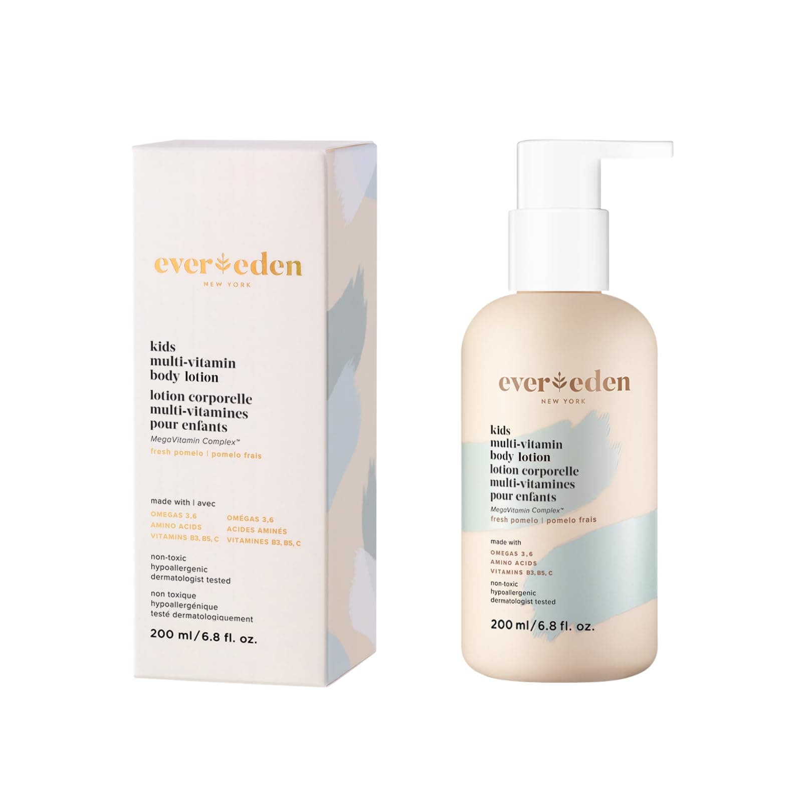 Evereden Kids Multi-Vitamin Body Lotion (6.8 fl.oz., Fresh Pomelo): Gentle & Non-Toxic Moisturizing Lotion | Nourishing & Protective Lotion for Kids