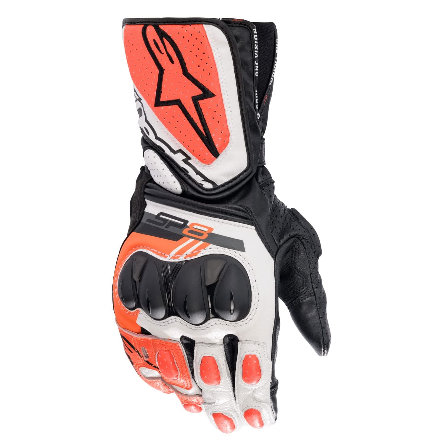 Alpinestars SP-8 V3 Gloves, Full Gauntlet Leather, CE-Certified, Race-Inspired Fit, Knuckle Protection, Reinforced Palm, Multi-Panel Construction