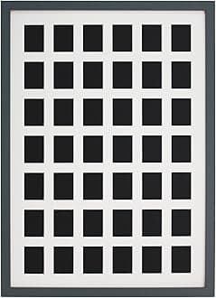 Instax Mini Multi Aperture Wooden Photo Frame. Holds Forty-Two instax sized Photos. A2. Portrait or Landscape. (33) (Dark Grey, Grey Mount)