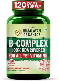 – Vitamin B Complex with 100% RDA B1, B2, B3, B5, B6, B7, B9 & B12 | Hair Growth, Energy & Immunity | Youthful Skin - 120 Veg Tablets