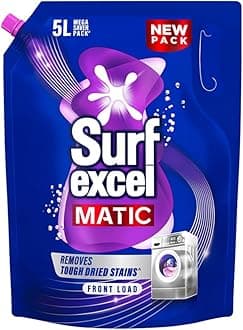 Matic Front Load Liquid Detergent 5L Refill Pouch, Specially designed to remove Tough Dried Stains, 1st time in Washing Machine