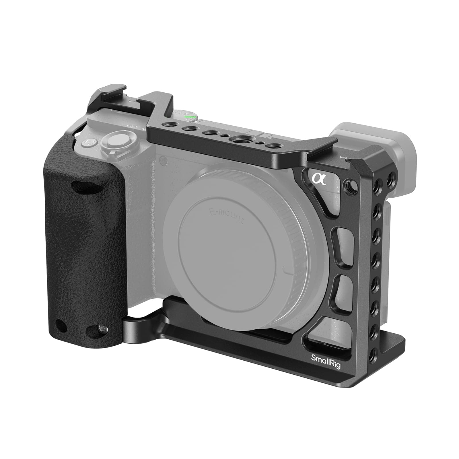 SMALLRIG Cage with Silicone Handgrip & Cold Shoe for Sony a6100, a6300, a6400-3164, Black