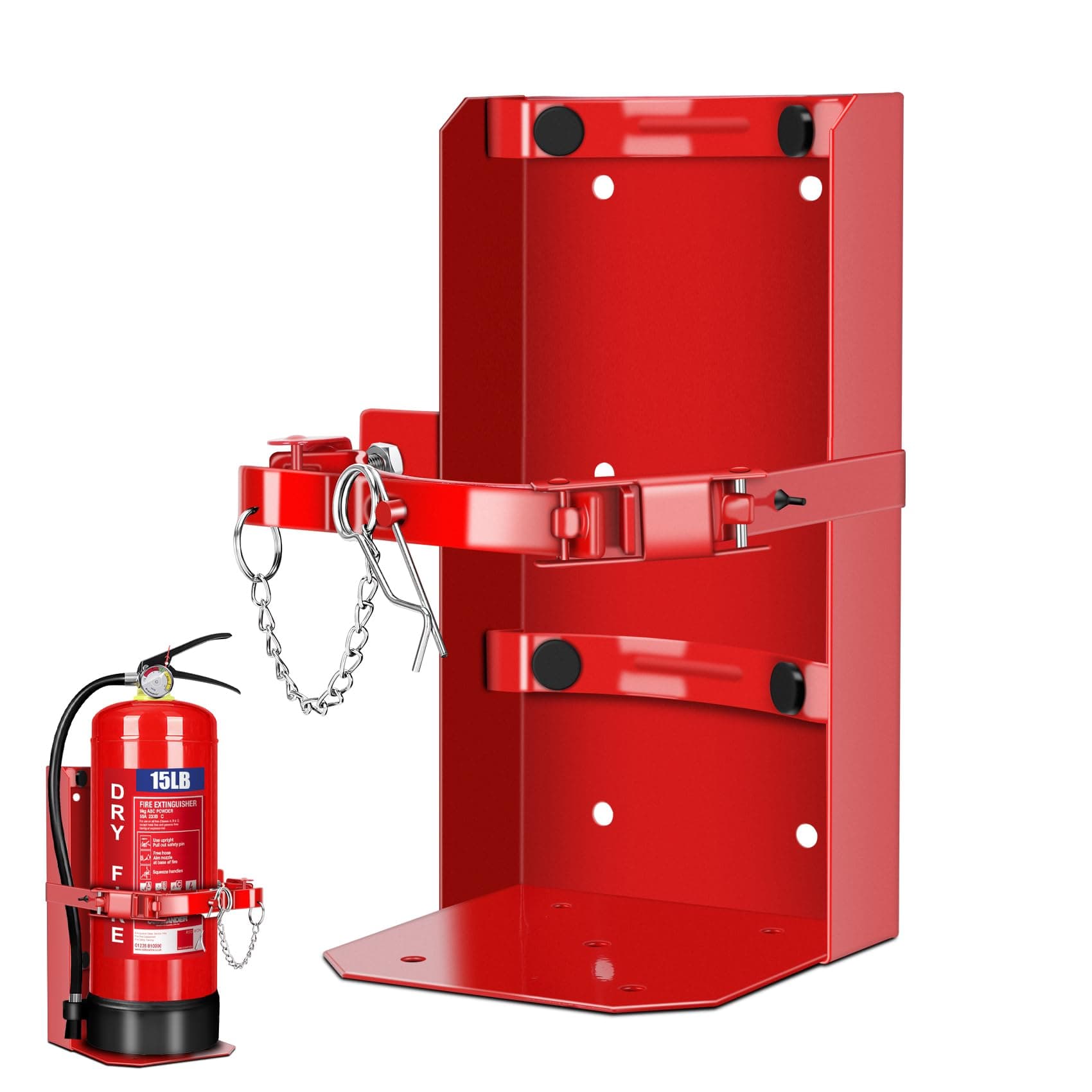 Heavy Duty Vehicle Bracket,Fire Extinguisher Brackets&Mounts-St12 Steel Red, Fit 15lb Dry/6-8lb Co2 Extinguisher-for School,Garage,Vehicle,Boat,Truck Generic Replacement for amerex