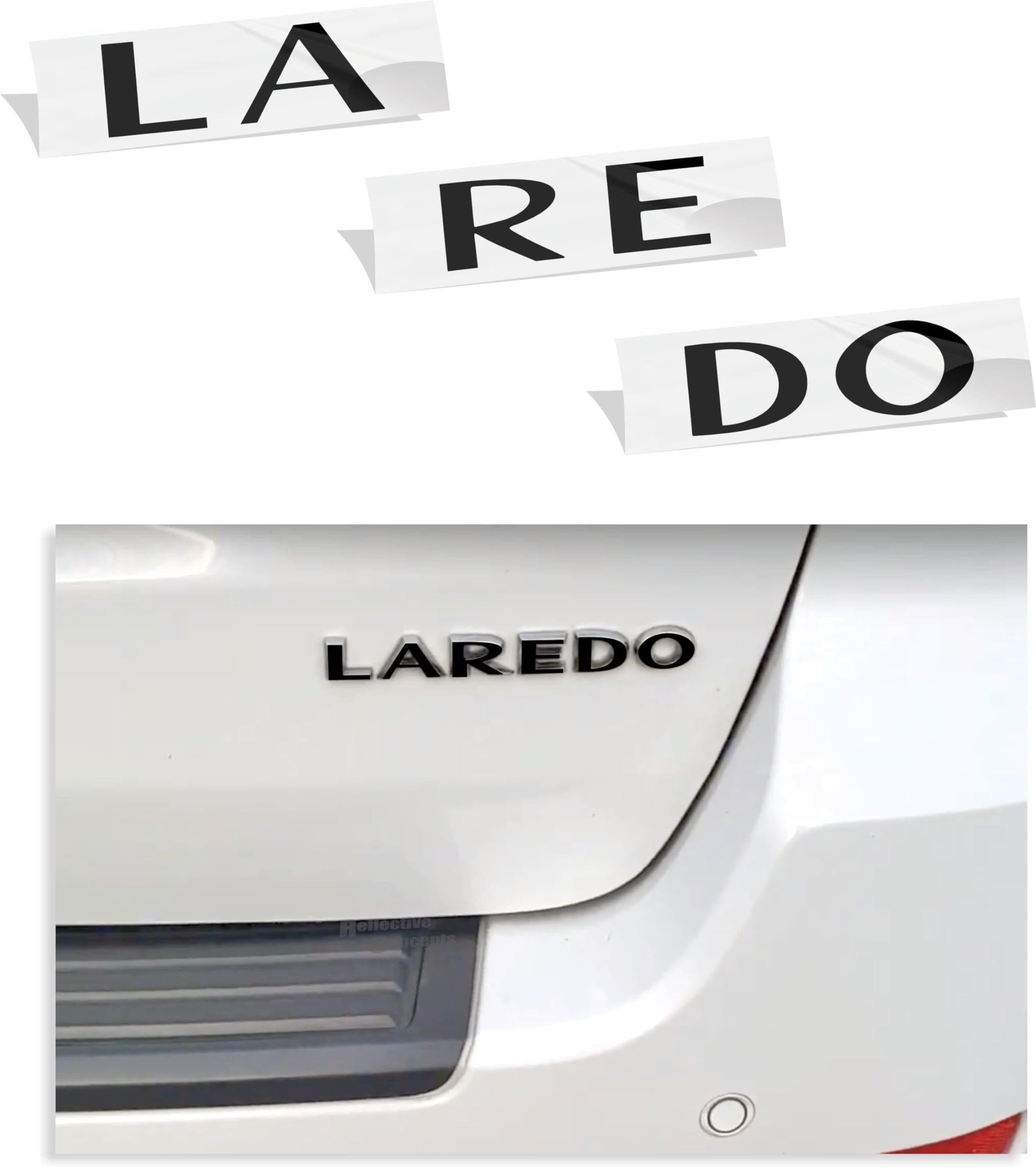 Reflective Concepts - Laredo Emblem Overlay Decal Sticker - Fits: 2005-2021 Jeep Grand Cherokee Laredo - (Color: Gloss Black)
