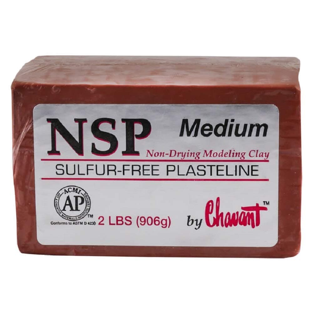 NSP Medium - 2 Lbs. Professional Oil Based Sulfur Free Sculpting Clay- Brown (2 lb Brick)