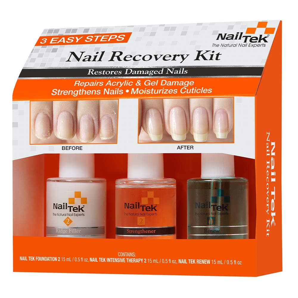 Nail Tek New Restore Damaged Nails Kit, Intensive Therapy II 0.5 fl oz, Foundation II 0.5 fl oz and Renew 0.5 fl oz