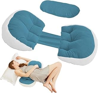 Pregnancy Pillow for Sleeping, Comfortable Faux Fur Luxury Maternity Pillow Support for Back, Legs, Belly, HIPS, Pregnancy Pillows, Maternity Pillows for Pregnancy Women,Blue