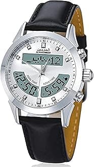 Islamic Watch for Men by Al-Harameen, Analog/Digital, Leather, Black, HA-6102WL