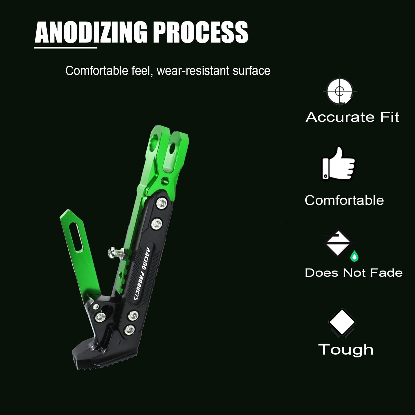 Motorcycle Universal Kickstand Adjustable Modified CNC Aluminum Alloy Adjustable Tripod Holder Kickstand Foot Side Support Stand Motor Scooter Motorbike Motocross Electric Dit Pit Bike （Red) (Green)